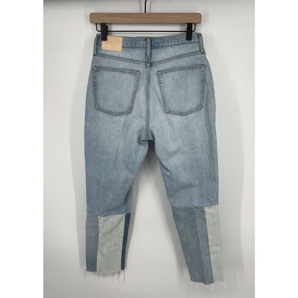 Everlane The 90s Cheeky Size 27 Ankle Jean  Mended Patched Indigo Blue Raw Hem - Picture 3 of 4